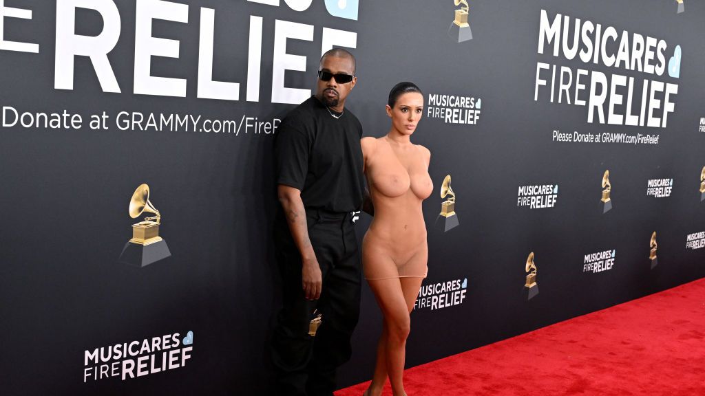 "Kanye West and Bianca Censori engage in passionate PDA at the Grammys 2025 afterparty, following their bold red carpet moment."



